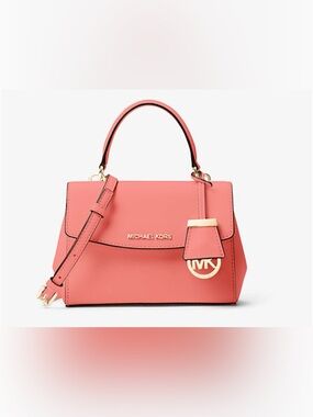 MICHAEL KORS Ava Saffiano Leather Small Crossbody Satchel Purse